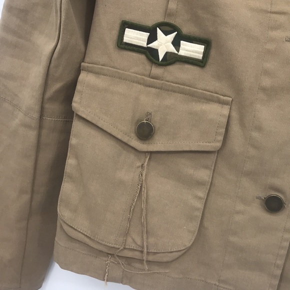 New Vintage Y2K Distressed Deconstructed Army Military Made In Italy Jacket NWT - Picture 5 of 16